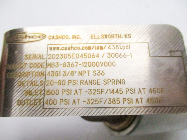 CASHCO 4381 3/8" 400PSI NSMP