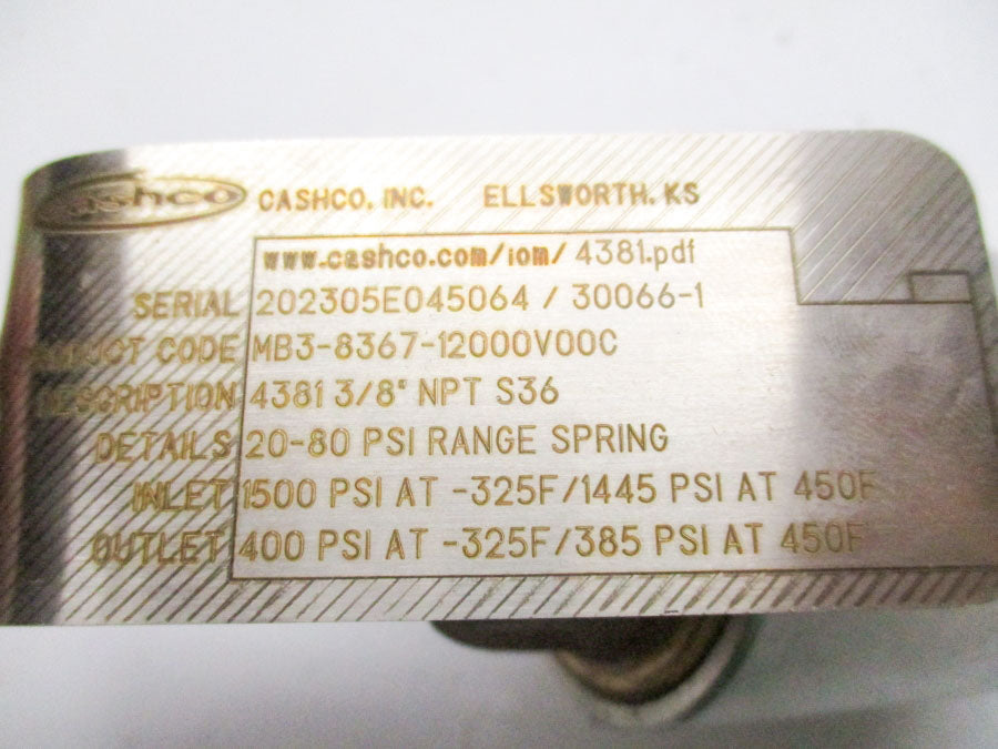 CASHCO 4381 3/8" 400PSI NSMP