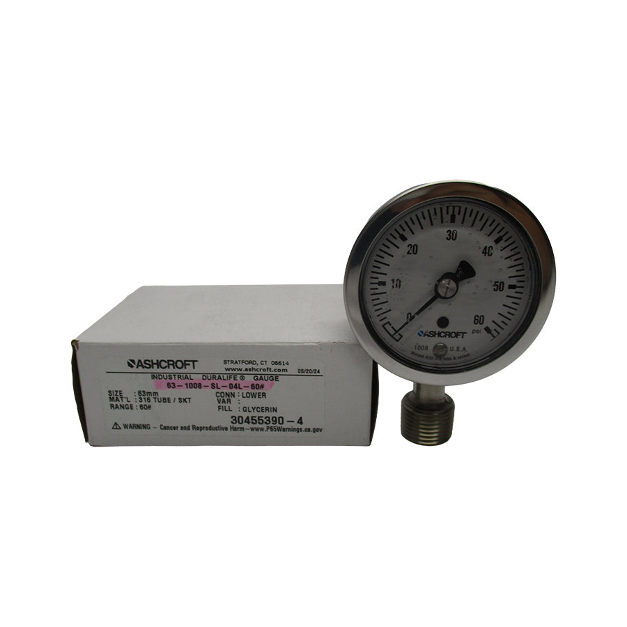 ASHCROFT 63-1008-SL-04L-60# 0-60PSI NSMP