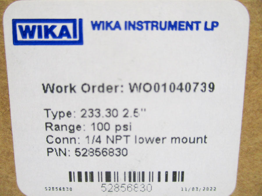 WIKA 52856830 100PSI NSMP