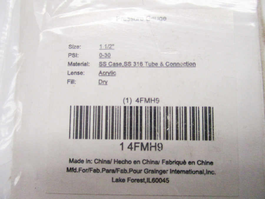 INDUSTRIAL SPARE PART 4FMH9 0-30PSI 1 1/2" NSNP
