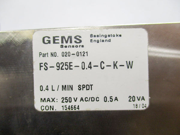 GEMS 020-0121 FS-925E-0.4-C-K-W 250VAC/DC 0.5A NSNP