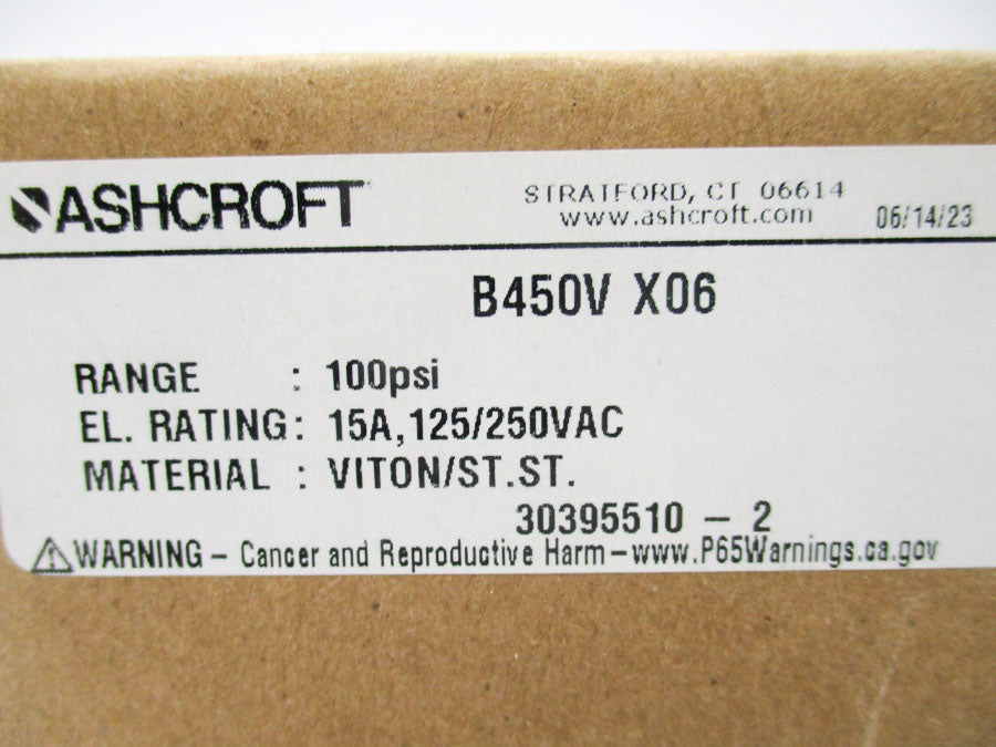 ASHCROFT B450VX06 125/250VAC 15A 100PSI NSMP