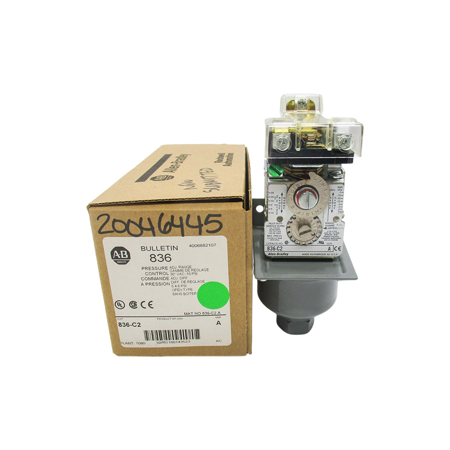 ALLEN BRADLEY 836-C2 SER. A 24-600V 65PSI (AS PICTURED) (BR/WH) NSMP