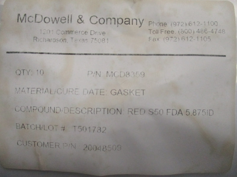 MCDOWELL & COMPANY MCD8359 (PKG OF 10) NSMP
