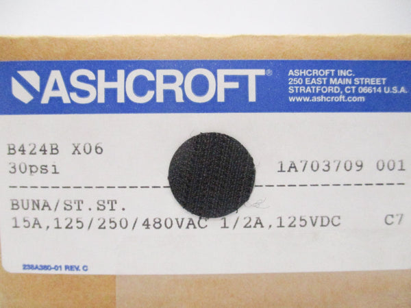ASHCROFT B424BX06 REV. C 125/250/480VAC 15A 500PSI NSMP