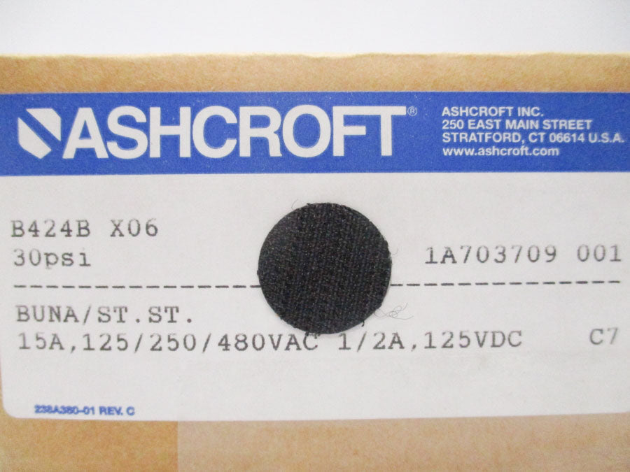 ASHCROFT B424BX06 REV. C 125/250/480VAC 15A 500PSI NSMP