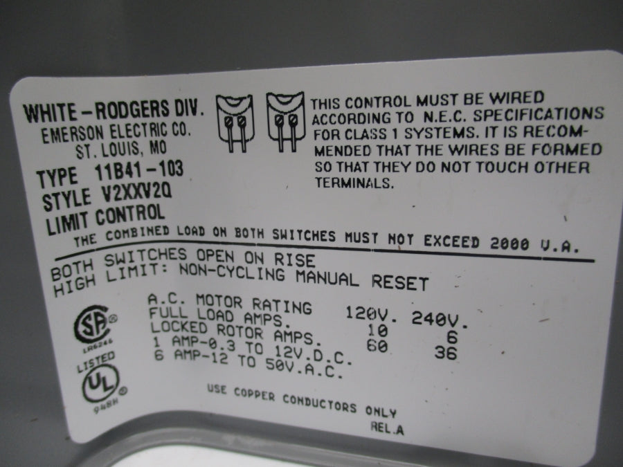 WHITE RODGERS 11B41-103 240VAC 60A NSNP