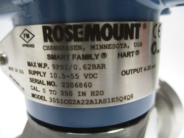 ROSEMOUNT 3051CG2A22A1AS1E5Q4Q8 10.5-55VDC 9PSI NSNP