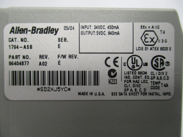 ALLEN BRALDEY 1794-ASB 96404877 SER. E  24VDC F/W E REV. A02 NSNP