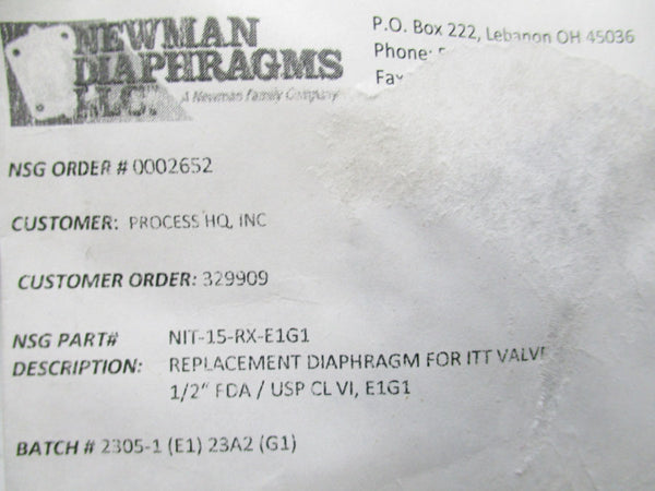 NEWMAN NIT-15-RX-E1G1 NSMP