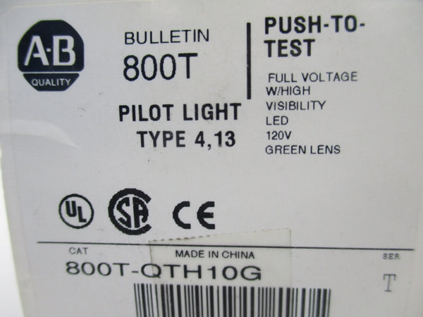 ALLEN BRADLEY 800T-QTH10G SER.T 120V (WH) NSMP
