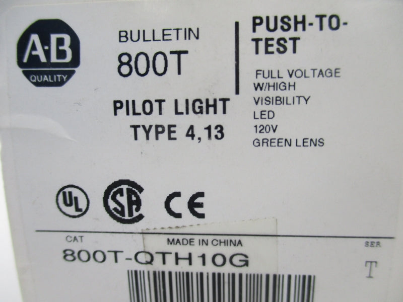ALLEN BRADLEY 800T-QTH10G SER.T 120V (WH) NSMP