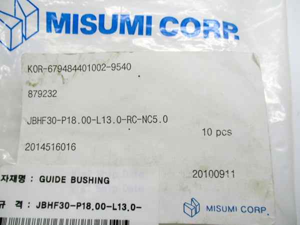 MISUMI CORP. JBHF30-P18.00-L13.0-RC-NC5.0 (PKG OF 10) NSMP