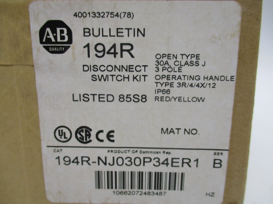 INDUSTRIAL SPARE PART 194R-NJ030P34ER1 SER. B 30A NSFS