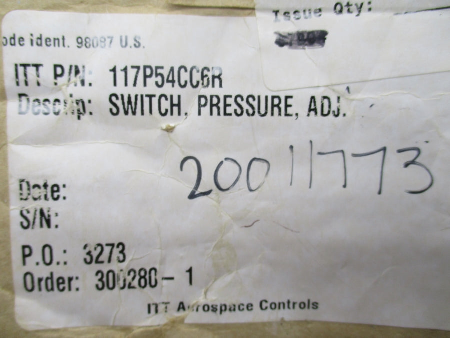 ITT 117P54CC6R 20-80PSI 125/250VAC 11A NSMP