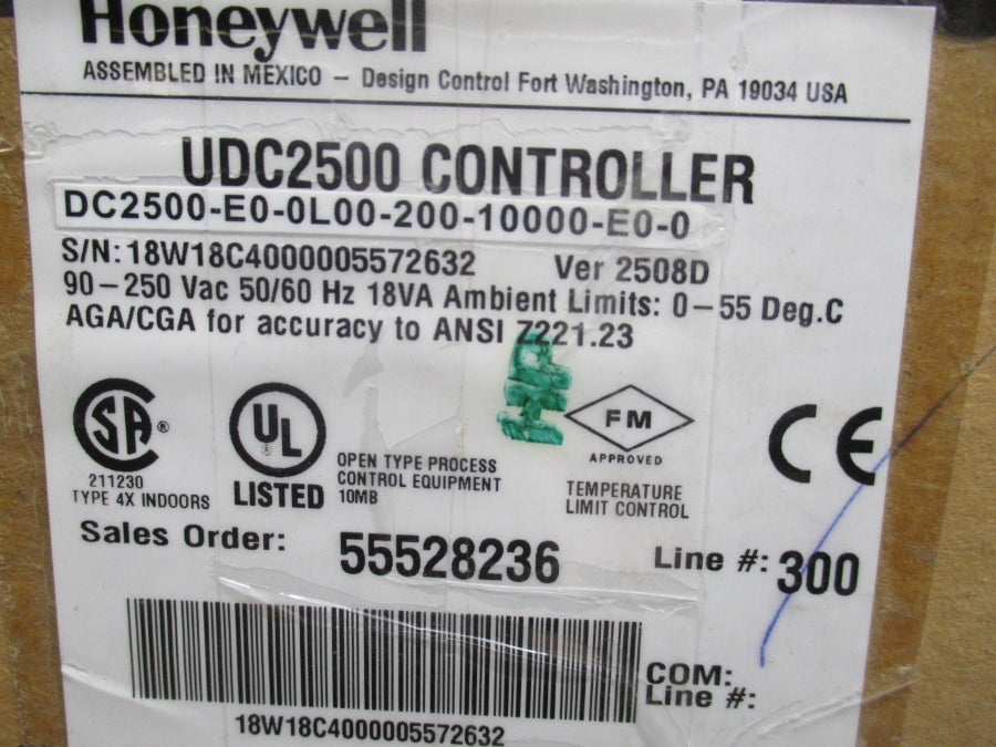 HONEYWELL UDC2500 DC2500-E0-0L00-200-10000-E0-0 90-250VAC NSMP