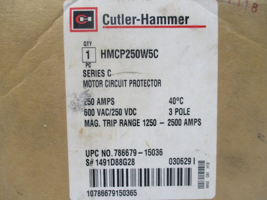 CUTLER HAMMER HMCP250W5C SER. C 600VAC 250A NSMP