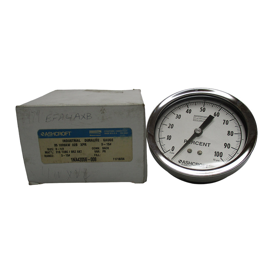 ASHCROFT 351009AW02BXPR 3-15PSI  3-1/2" NSMP