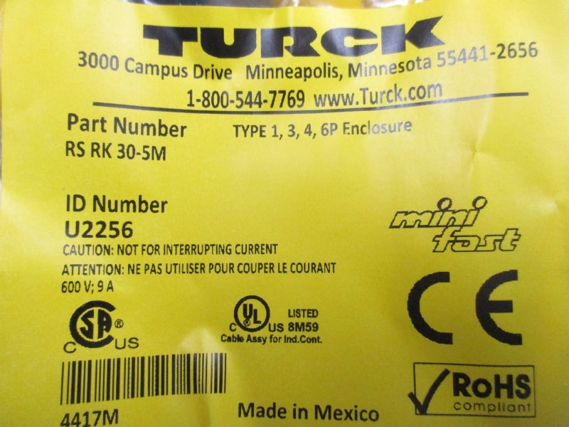 TURCK RSRK30-5M U2256 600V 9A NSMP