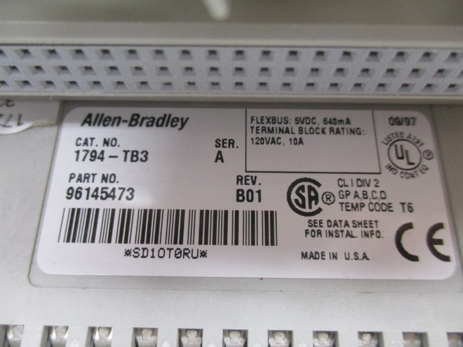 INDUSTRIAL SPARE PART 1794-TB3 SER. A 120VAC 10A REV. B01 UNMP