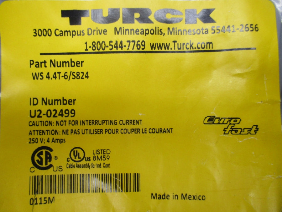 TURCK WS44T-6/S824 U2-02499 250V 4A NSMP