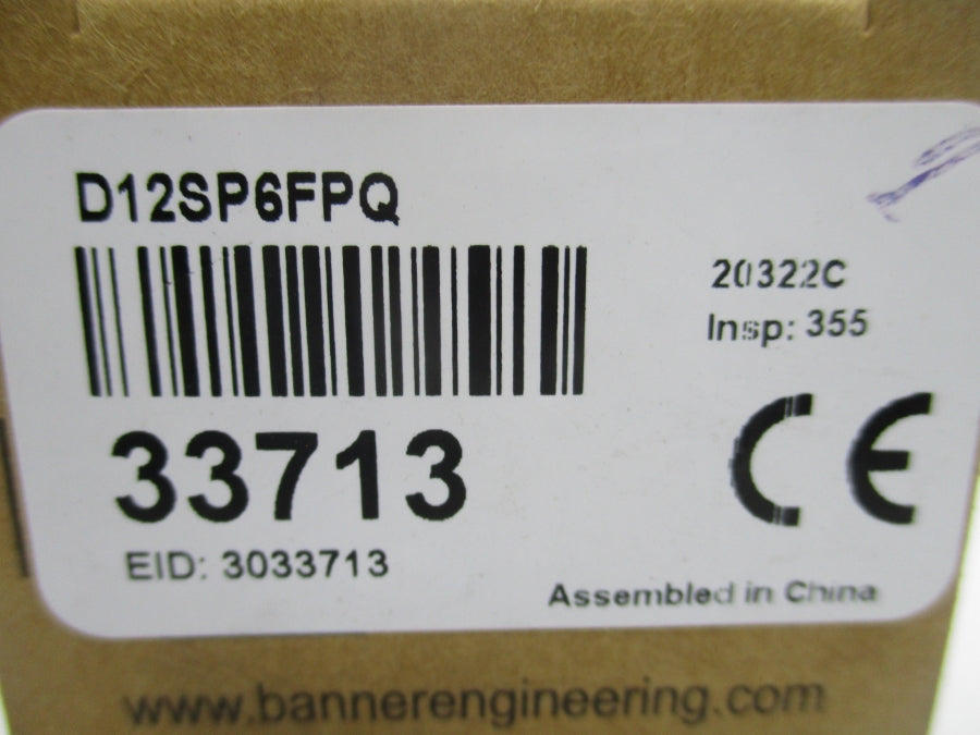 BANNER ENGINEERING D12SP6FPQ 33713 10-30VDC NSMP