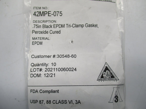 COLE PARMER 42MPE-075 .75" (PKG OF 10) NSMP