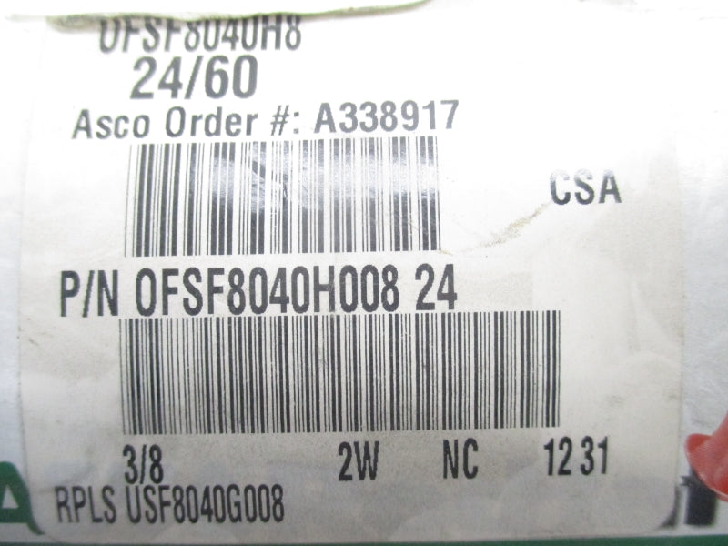 ASCO 0FSF8040H8 24V 15PSI NSMP