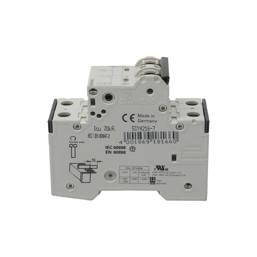 SIEMENS 5SY4216-7 5SY42MCBC16 400V 16A NSNP