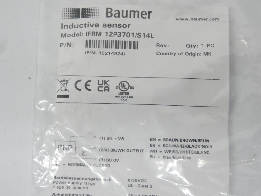 BAUMER IFRM12P3701/S14L 10214924 6-36VDC NSMP