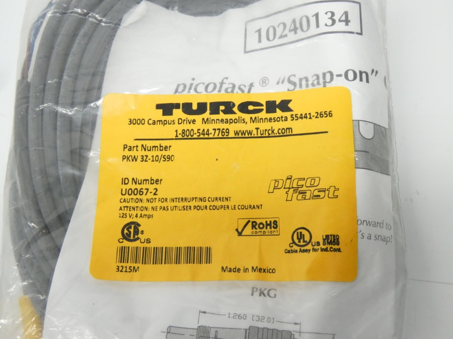 TURCK PKW3Z-10/S90 U0067-2 125V 4A NSMP