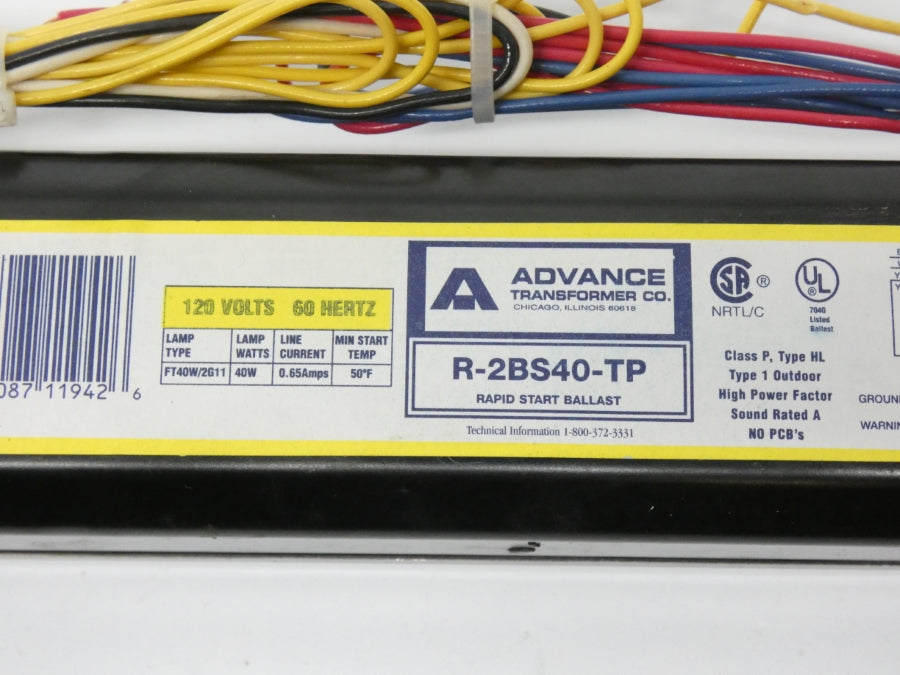 ADVANCE TRANSFORMER R-2BS40-TP 120V 0.65A UNMP