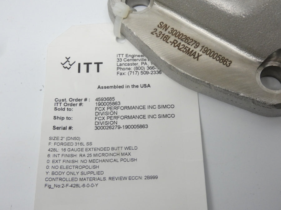 ITT 2-F-428L-6-0-0-Y 2-316L-RA25MAX NSNP