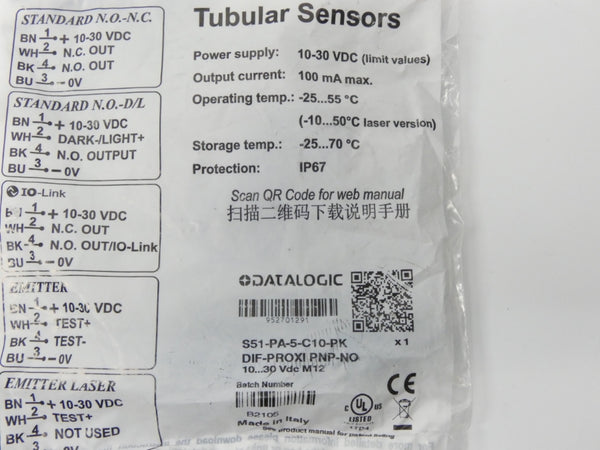 DATALOGIC S51-PA-5-C10-PK DIF-PROXIPNP-NO 10-30VDC NSMP