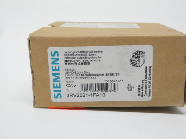 SIEMENS 3RV2021-1FA10 690V 3.5-5.0A NSMP