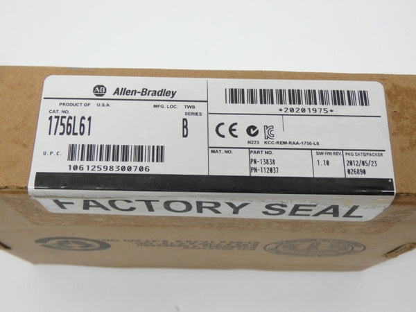 INDUSTRIAL SPARE PART 1756-L61 SER. B F/W 1.10 DATE: 2012 NSFS