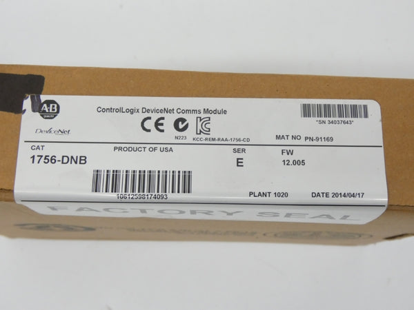INDUSTRIAL SPARE PART 1756-DNB SER. E F/W 12.005 DATE: 2014 NSFS