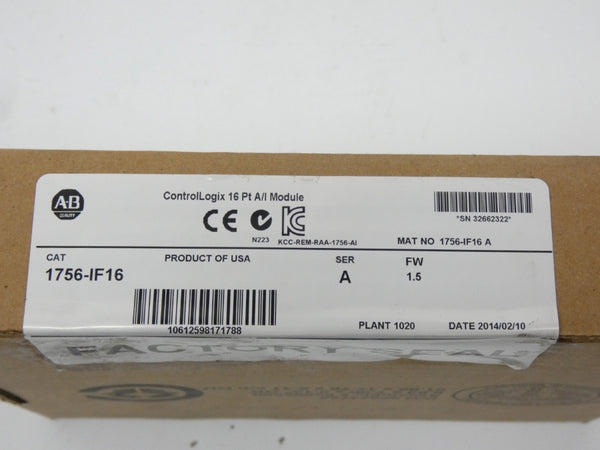 INDUSTRIAL SPARE PART 1756-IF16 SER. A F/W 1.5 DATE: 2014 NSFS