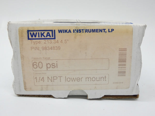 WIKA 9834839 213.344.5" 60PSI 1/4" NSMP