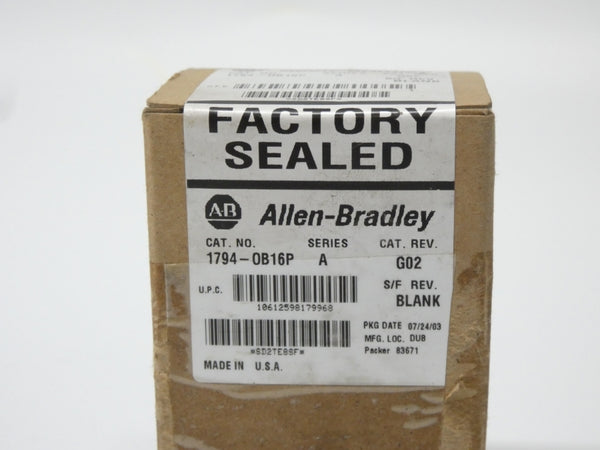 INDUSTRIAL SPARE PART 1794-OB16P SER. A REV. G02 DATE: 2003 NSFS