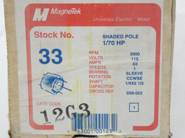 MAGNETEK 33 JA1M622N 115V .62A NSMP