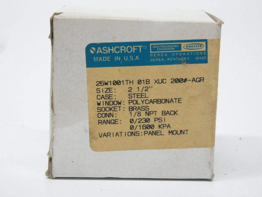 ASHCROFT 25W1001TH01BXUC200#-AGR 0/230PSI 2-1/2" NSMP