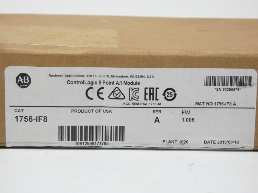 INDUSTRIAL SPARE PART 1756-IF8 SER. A F/W 1.005 DATE: 2018 NSFS