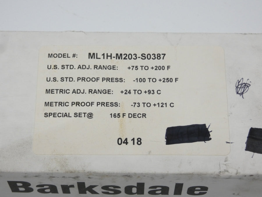 BARKSDALE ML1H-M203-S0387 480V 10A NSMP