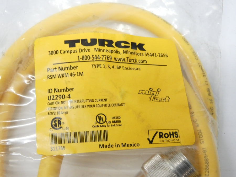 TURCK RSMWKM46-1M U2290-4 600V 10A NSMP