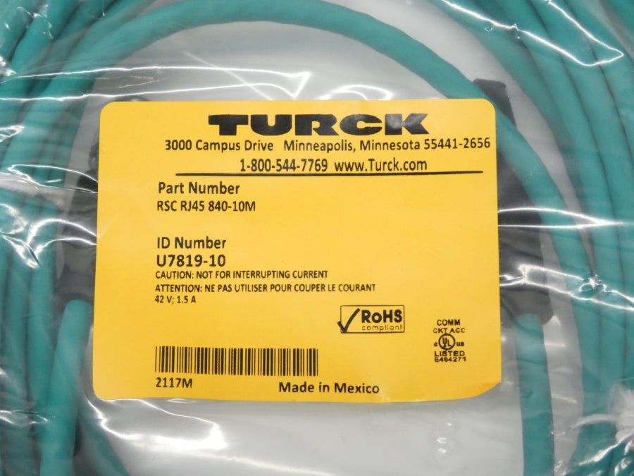 TURCK RSCRJ45840-10M U7819-10 42V 1.5A NSMP