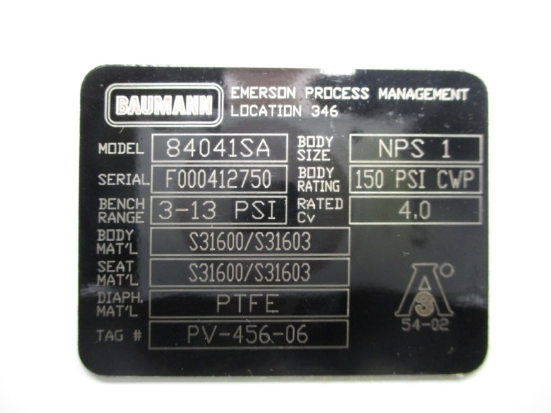 BAUMANN 84041SA 3-13PSI 1" NSMP