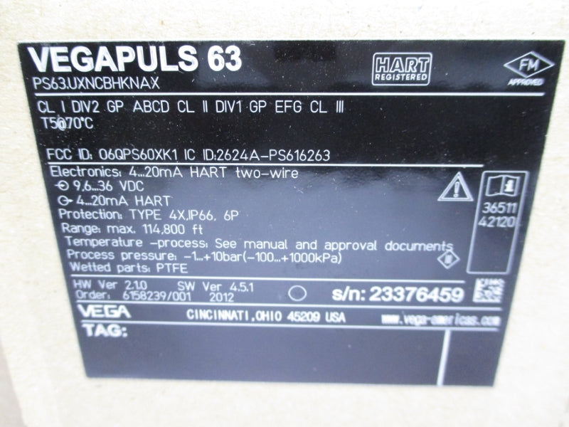 VEGA PS63UXNCBHKNAX 36VDC NSMP