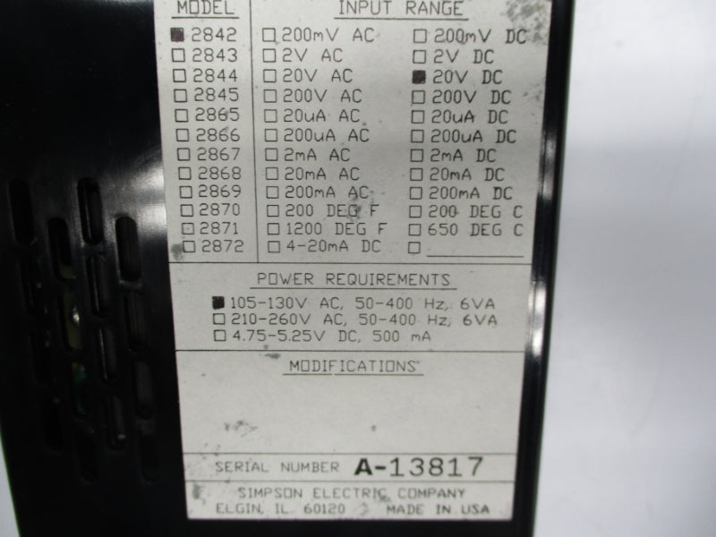 SIMPSON 24862 2842 105-130VAC NSMP